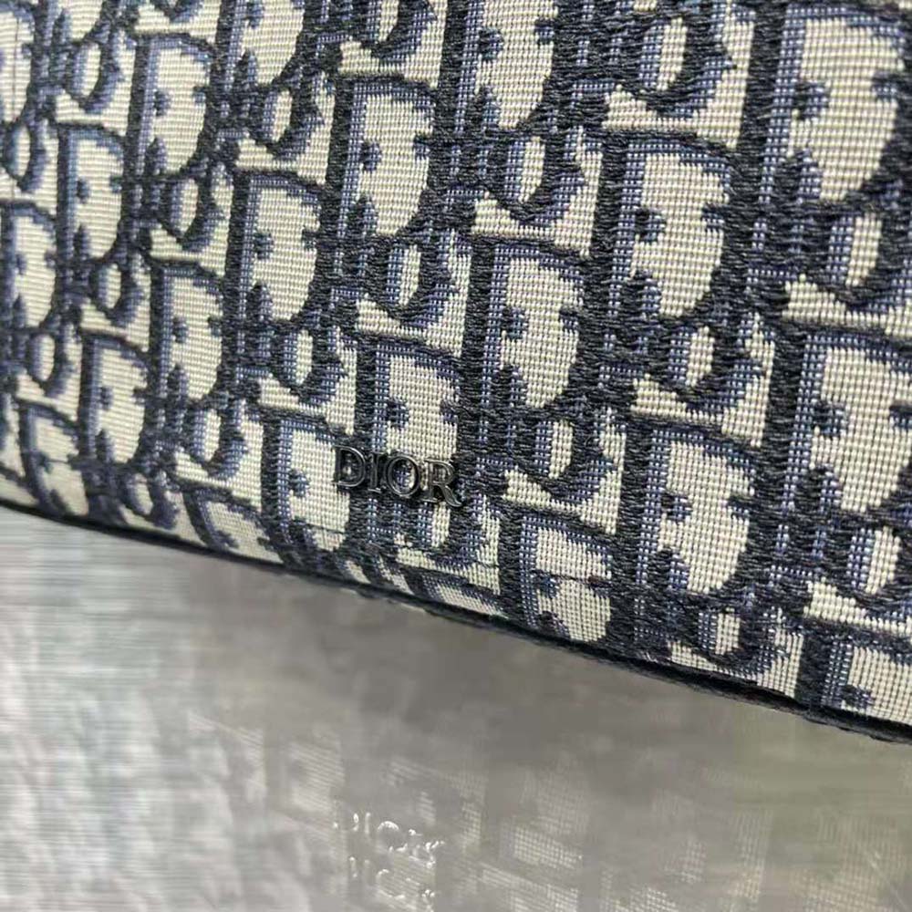 Dior Men Saddle Tote Bag with Shoulder Strap Beige and Black Dior Oblique Jacquard - image 9