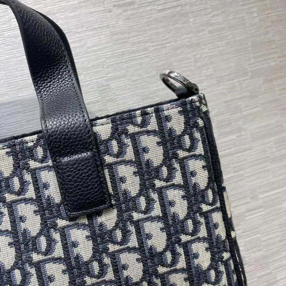 Dior Men Saddle Tote Bag with Shoulder Strap Beige and Black Dior Oblique Jacquard - image 8