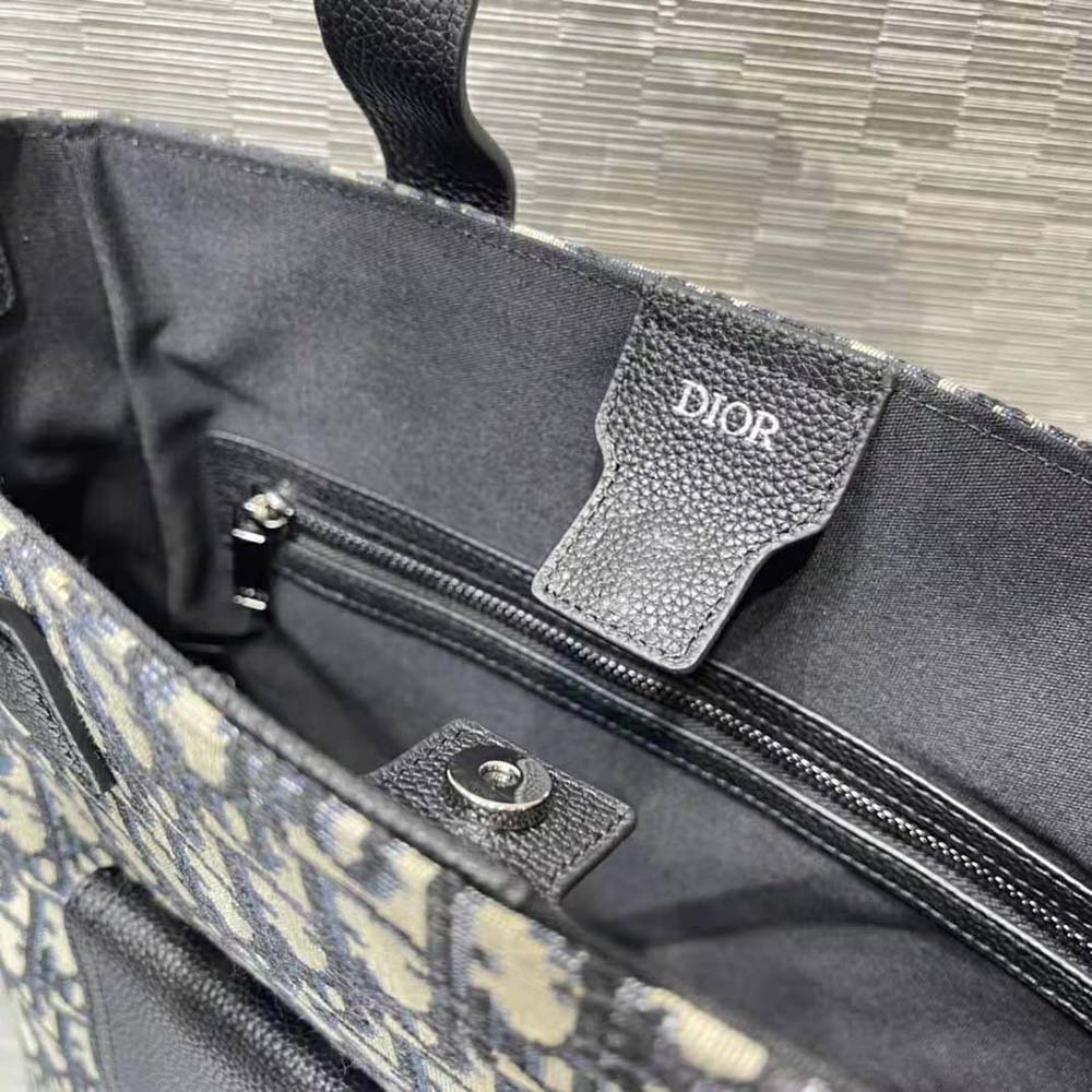 Dior Men Saddle Tote Bag with Shoulder Strap Beige and Black Dior Oblique Jacquard - image 6