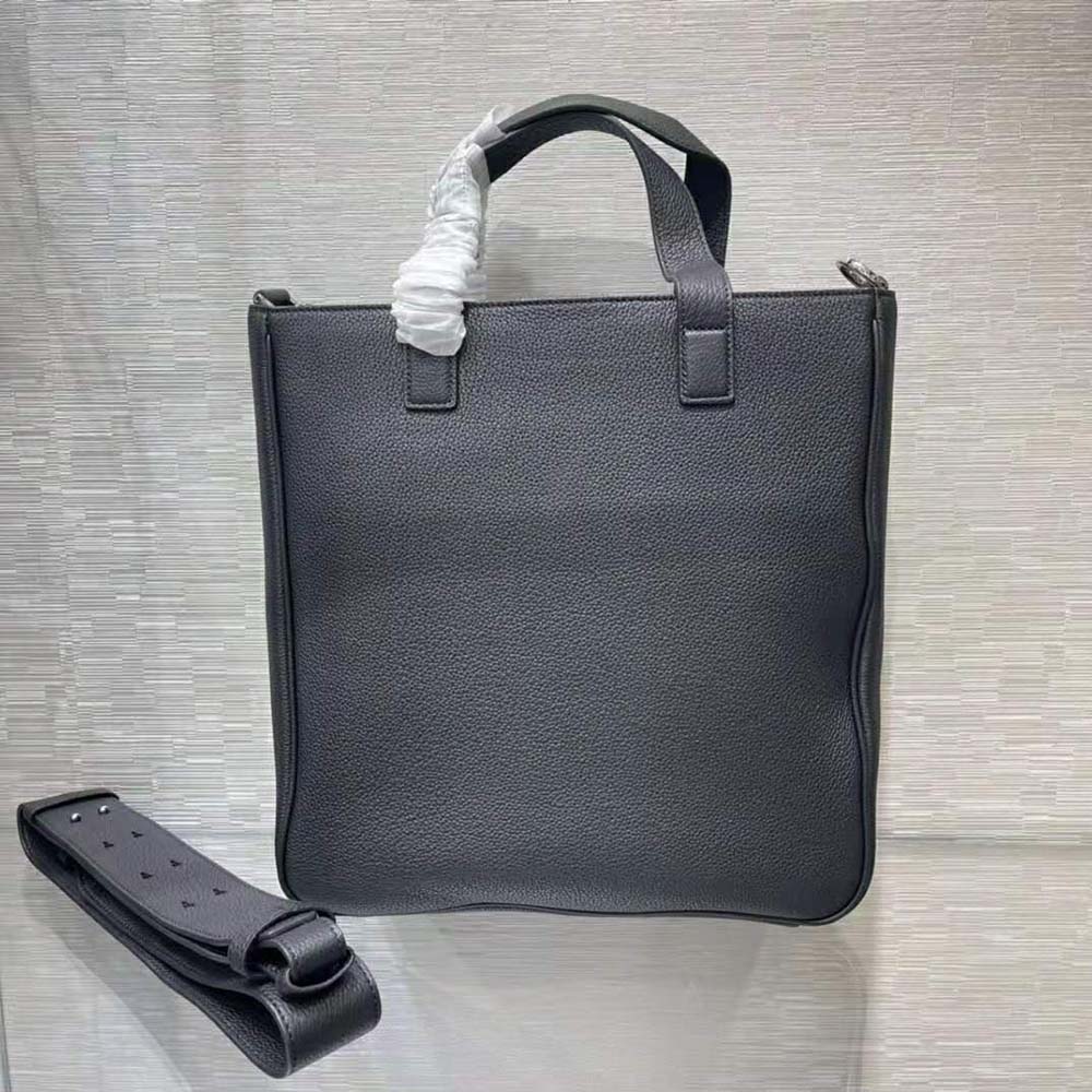 Side angle showing silver hardware on Dior Men Saddle Tote Bag with Shoulder Strap
