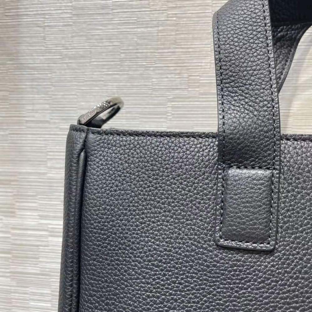 Dior Men Saddle Tote Bag with Shoulder Strap Black Grained Calfskin - image 7
