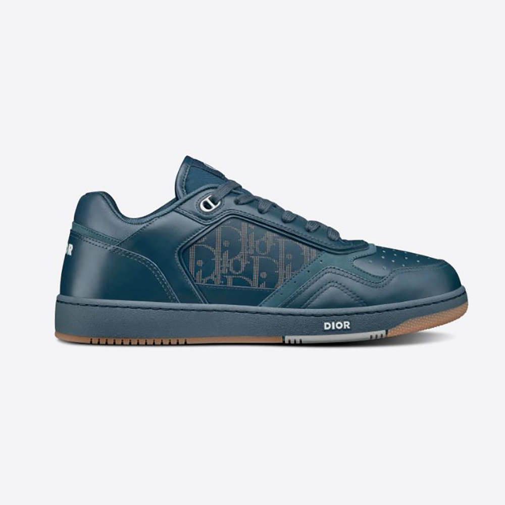 Side view of Dior Men World Tour B27 Low-Top Sneaker-Navy Blue
