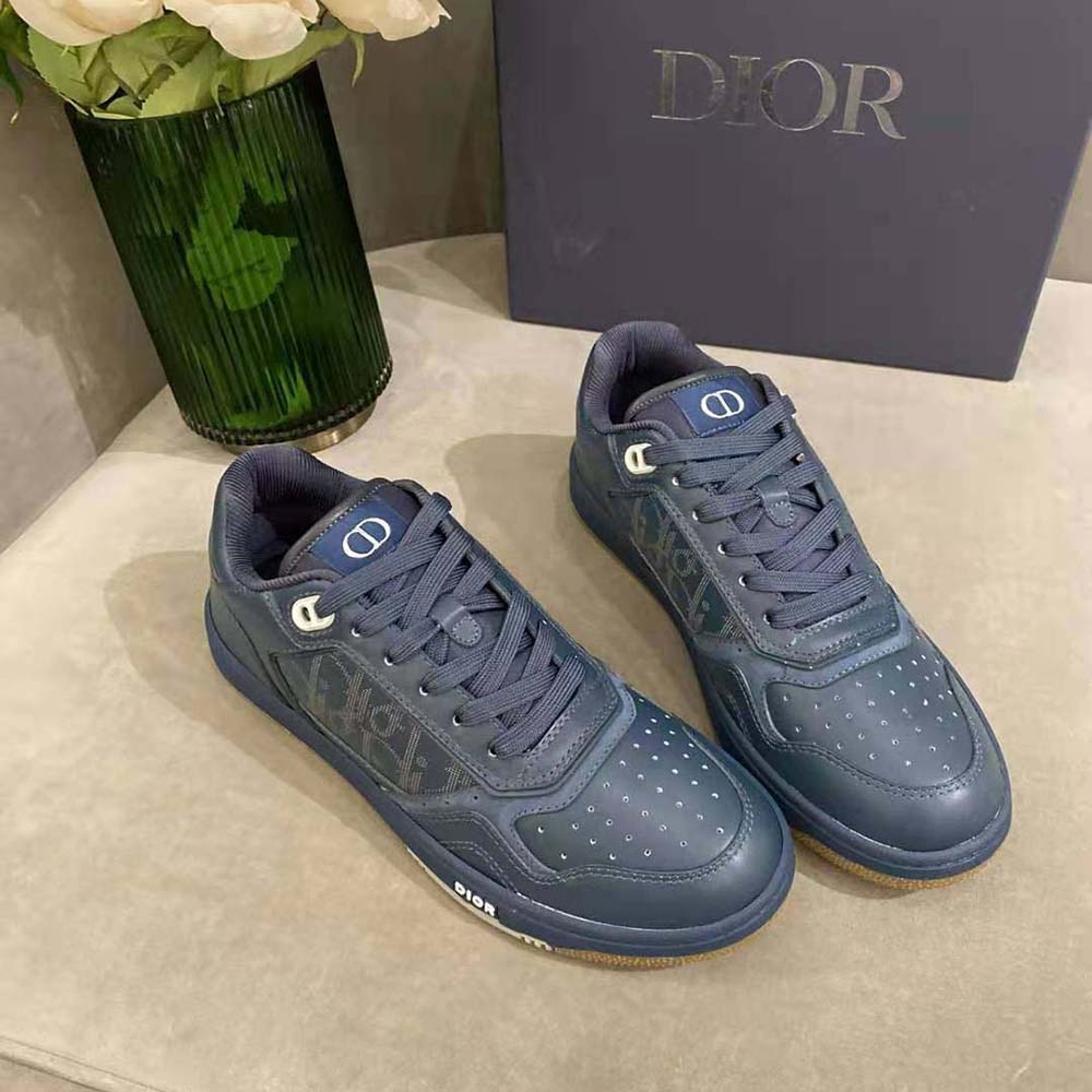 Overhead shot showing laces and padded collar of Dior sneakers