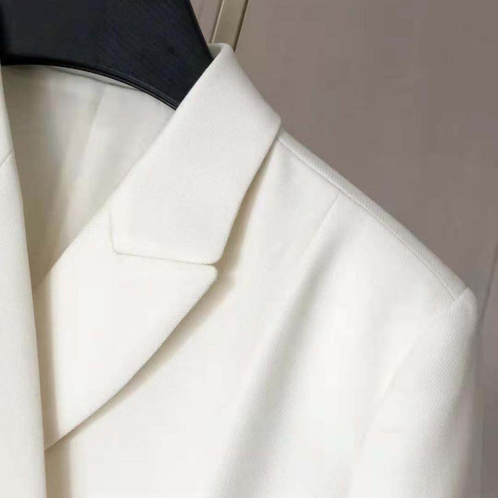 Dior Women 30 Montaigne Bar Jacket White Double-Breasted Wool and Silk - image 9