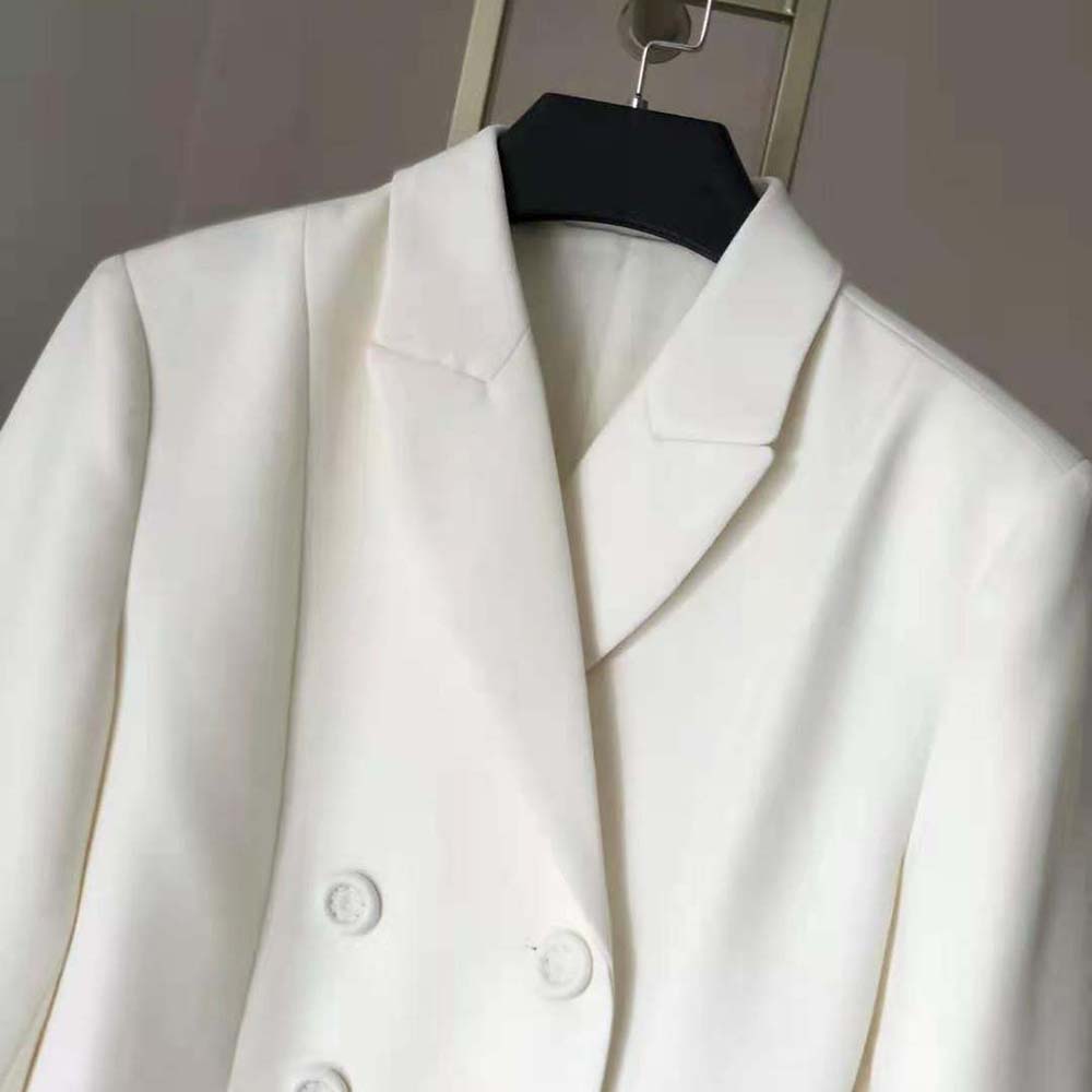 Dior Women 30 Montaigne Bar Jacket White Double-Breasted Wool and Silk - image 4