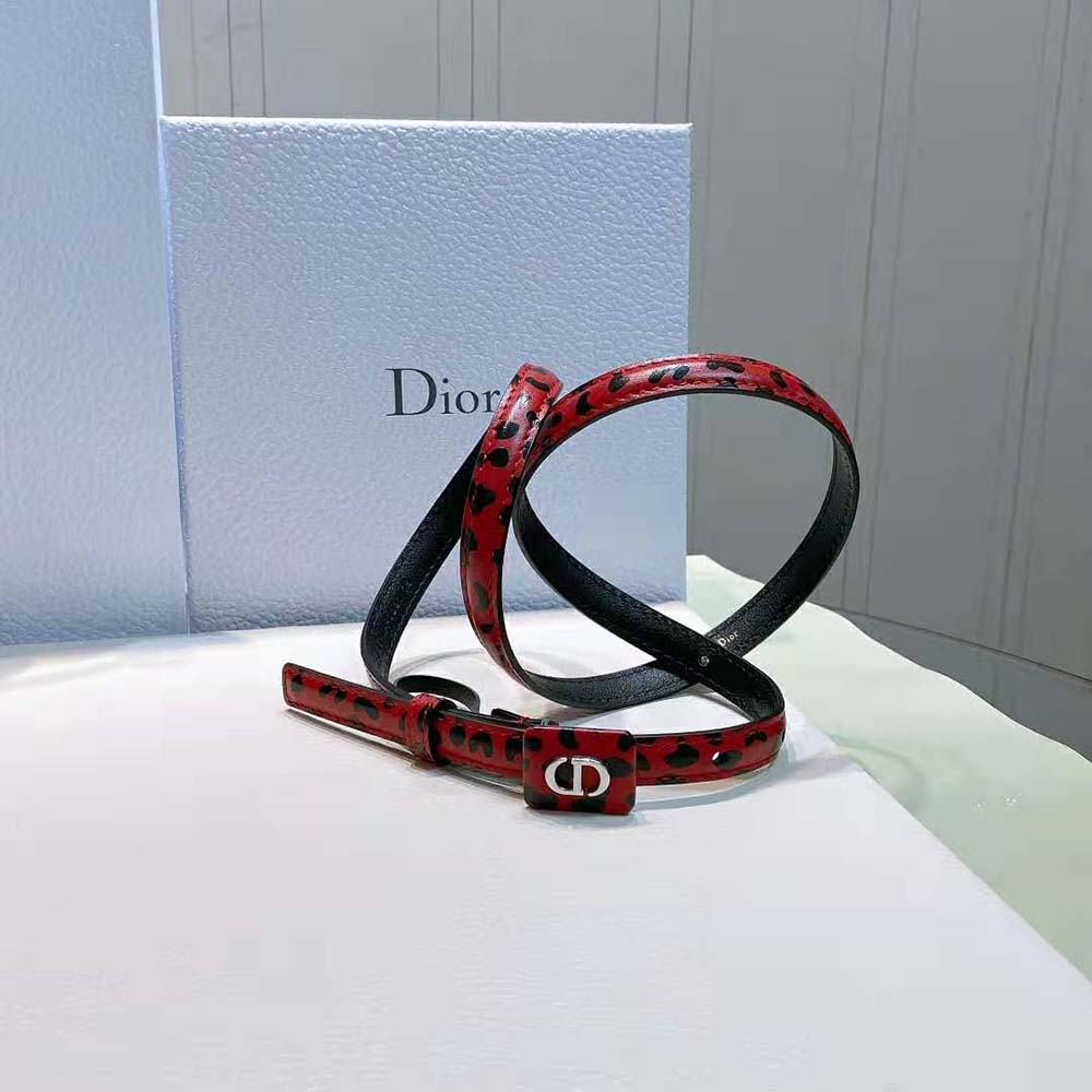 Dior Women Bobby Belt Fuchsia and Black D-Leopard Print Smooth Calfskin-12 MM - image 4