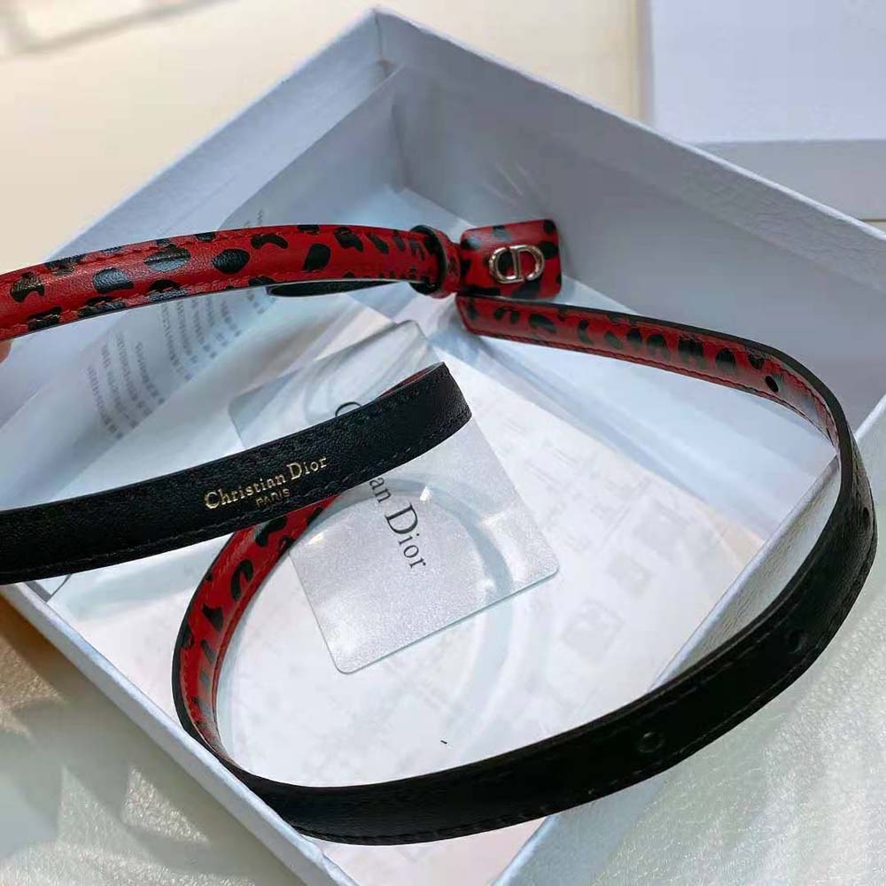Dior Women Bobby Belt Fuchsia and Black D-Leopard Print Smooth Calfskin-12 MM - image 5