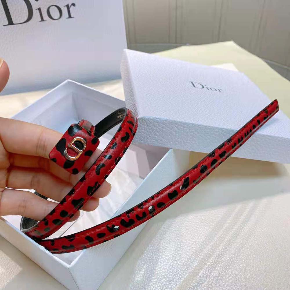Dior Women Bobby Belt Fuchsia and Black D-Leopard Print Smooth Calfskin-12 MM - image 6