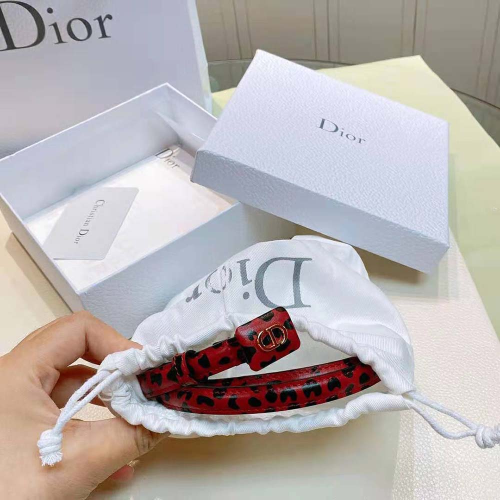 Dior Women Bobby Belt Fuchsia and Black D-Leopard Print Smooth Calfskin-12 MM - image 7