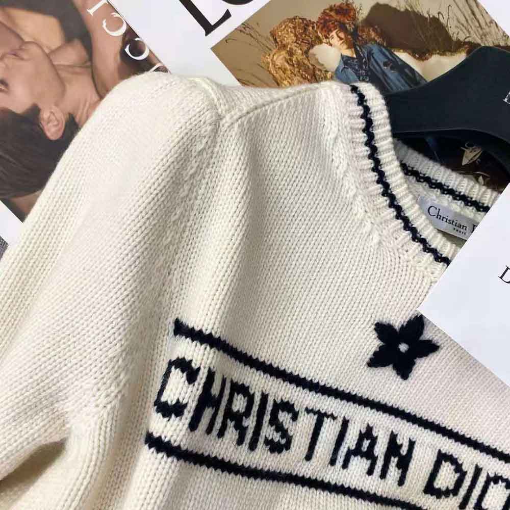 Dior Women Christian Dior Short-Sleeved Sweater Ecru Cashmere and Wool Knit - image 6