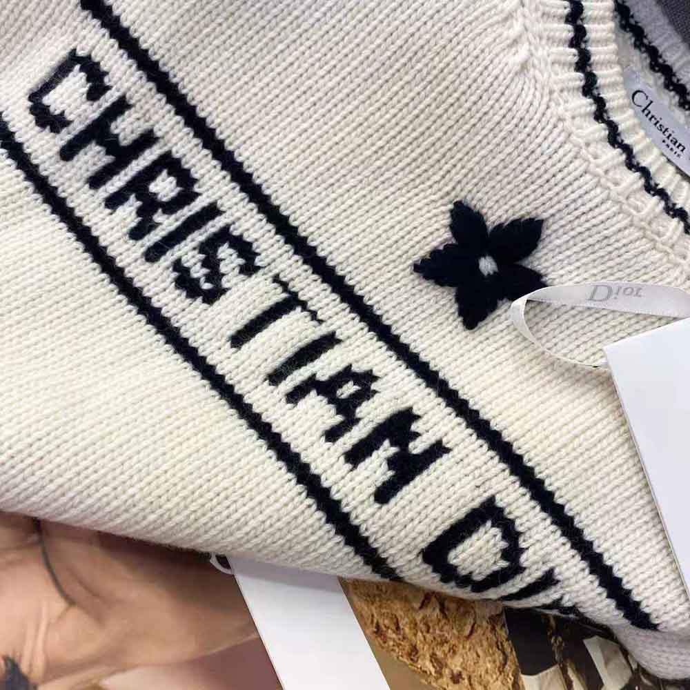 Dior Women Christian Dior Short-Sleeved Sweater Ecru Cashmere and Wool Knit - image 9