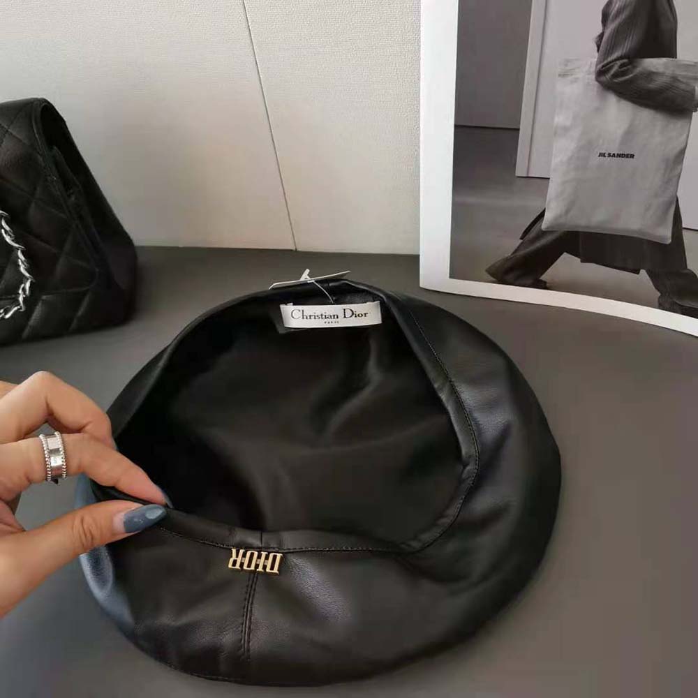 Dior Women D-Dream Beret Black Lambskin - image 4