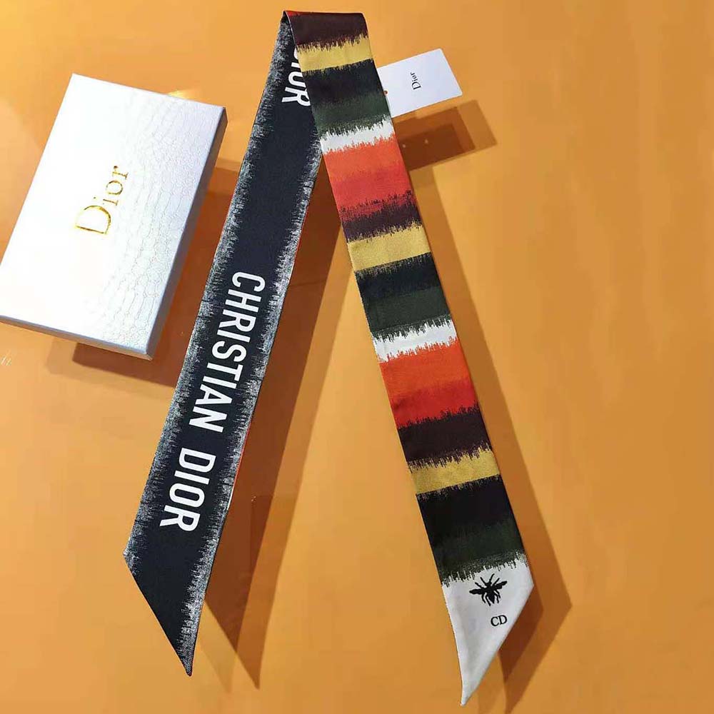 Dior Women D-Stripes Mitzah Scarf Multicolor Silk Twill - image 6