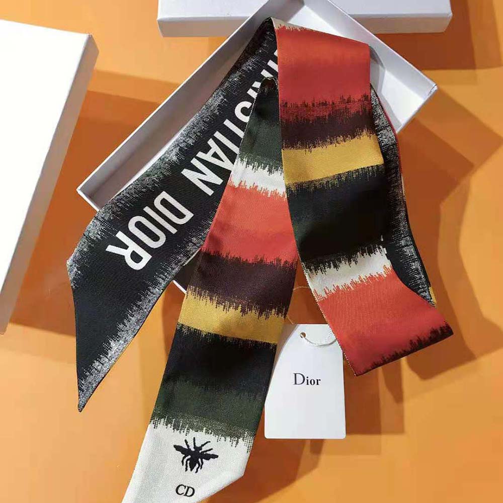 Dior Women D-Stripes Mitzah Scarf Multicolor Silk Twill - image 5
