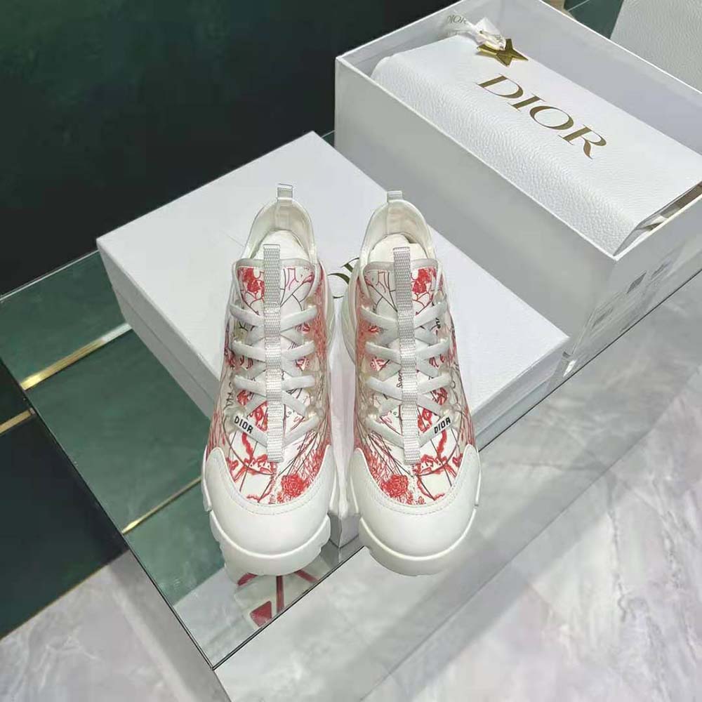 Top view showing lace-up closure of Dior Women D-connect Dioramour Sneaker