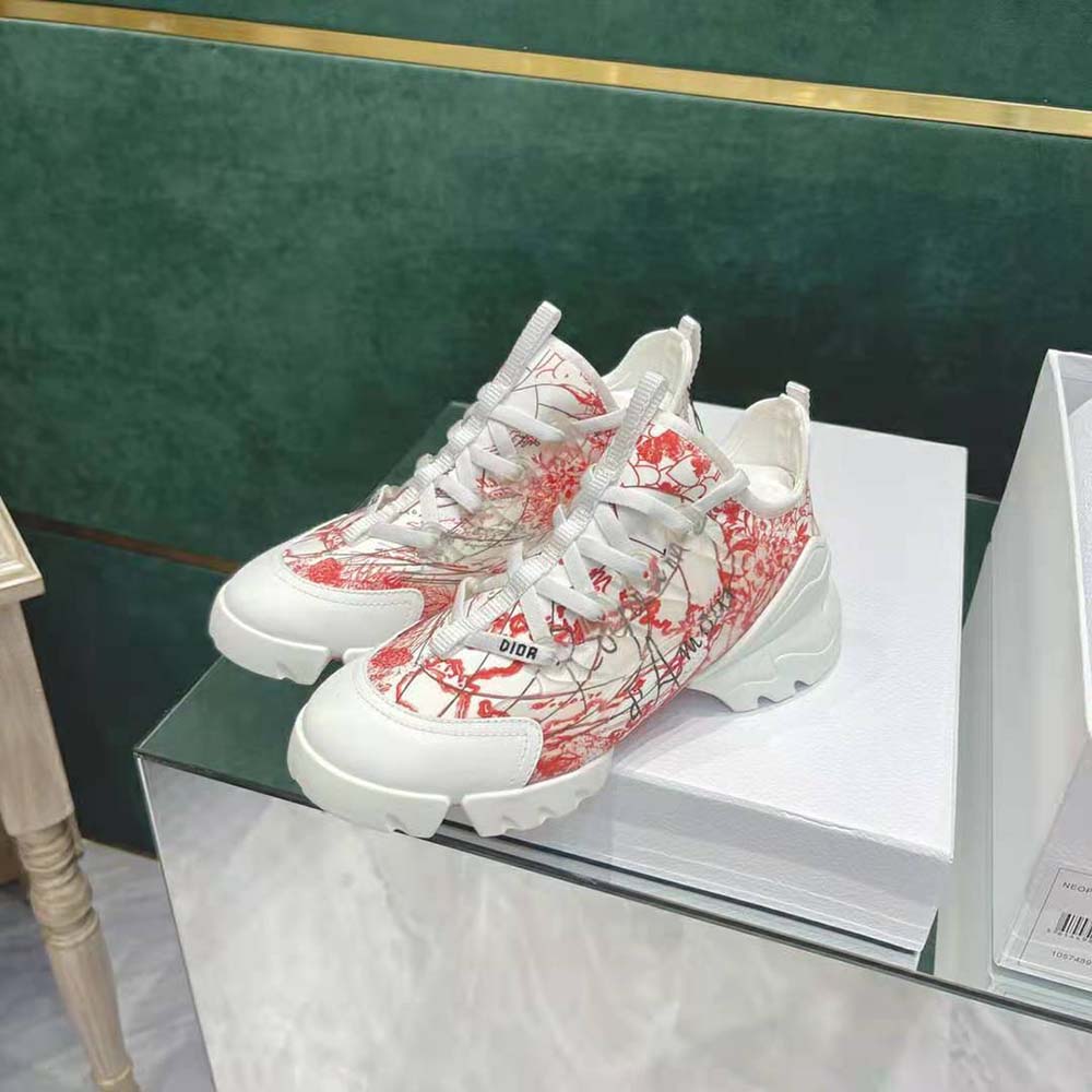Dior Women D-connect Dioramour Sneaker White and Red D-Royaume d’Amour Printed Technical Fabric - image 4