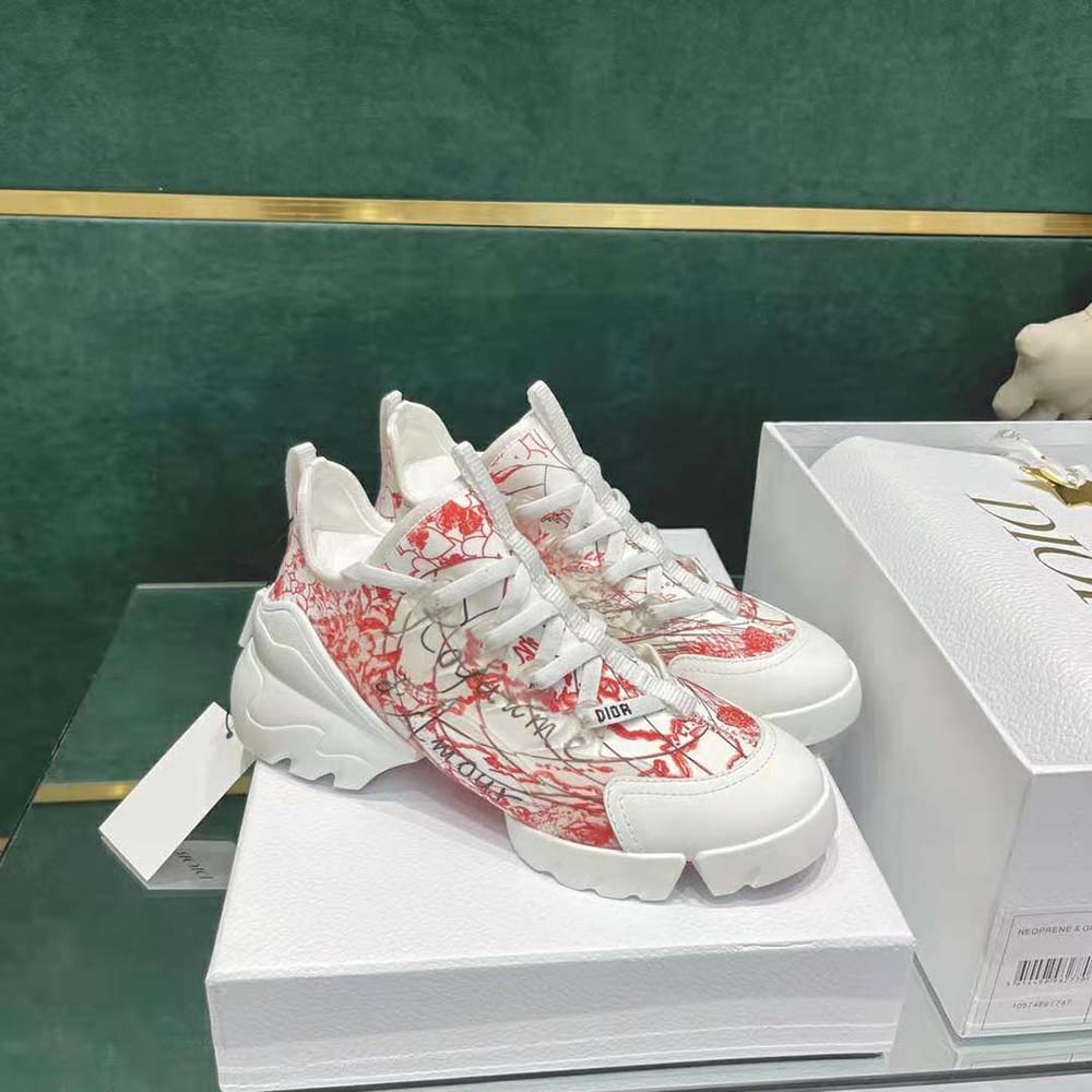 Dior Women D-connect Dioramour Sneaker White and Red D-Royaume d’Amour Printed Technical Fabric - image 5