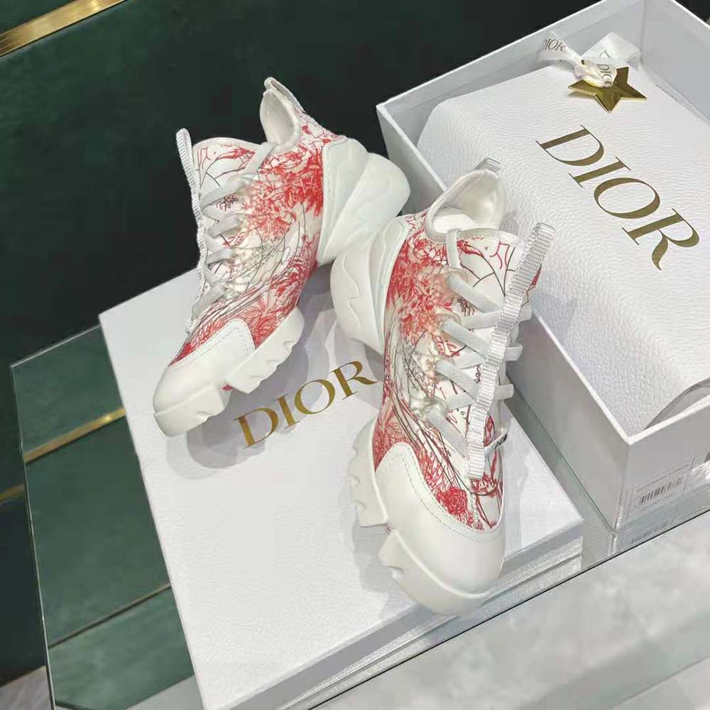 Dior Women D-connect Dioramour Sneaker White and Red D-Royaume d’Amour Printed Technical Fabric - image 7