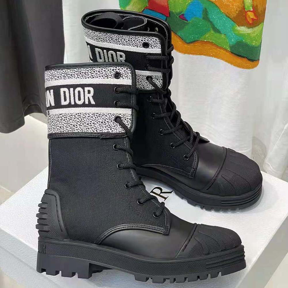 Dior Women D-major Ankle Boot lace-up detail and signature hardware view