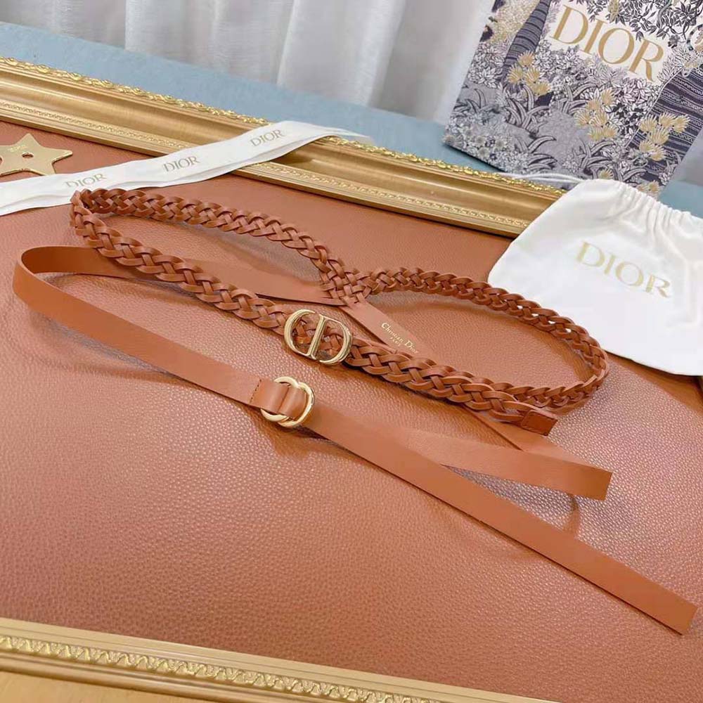 Dior Women DiorDouble belt Cognac-Color Smooth and Braided Calfskin 15 MM - image 8