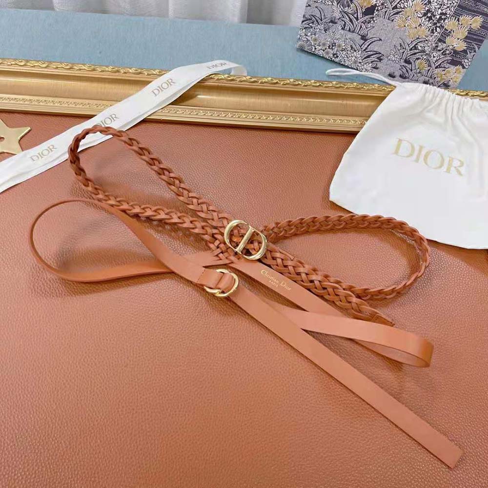 Dior Women DiorDouble belt Cognac-Color Smooth and Braided Calfskin 15 MM - image 7