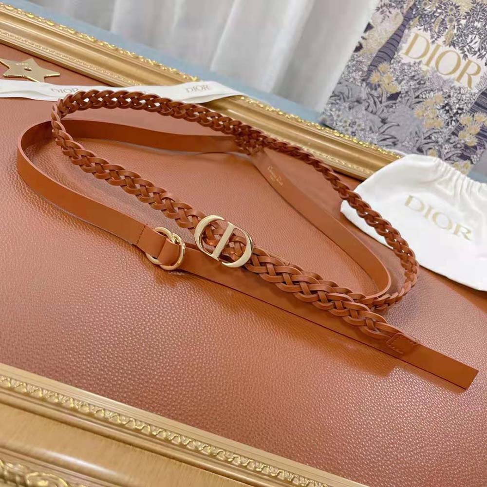 Dior Women DiorDouble belt Cognac-Color Smooth and Braided Calfskin 15 MM - image 6