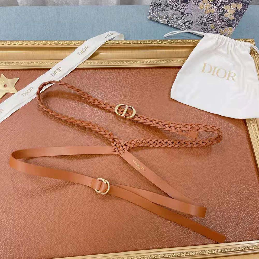 Dior Women DiorDouble belt Cognac-Color Smooth and Braided Calfskin 15 MM - image 5
