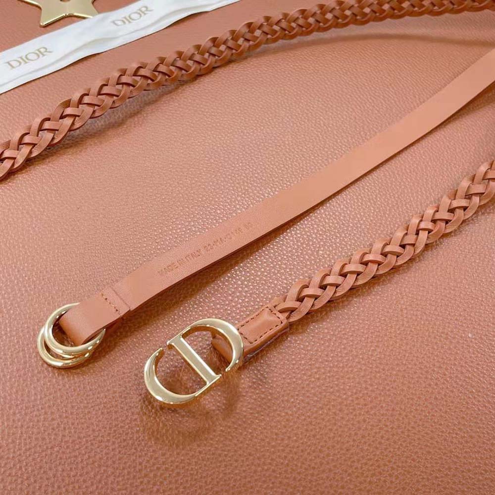 Dior Women DiorDouble belt Cognac-Color Smooth and Braided Calfskin 15 MM - image 4
