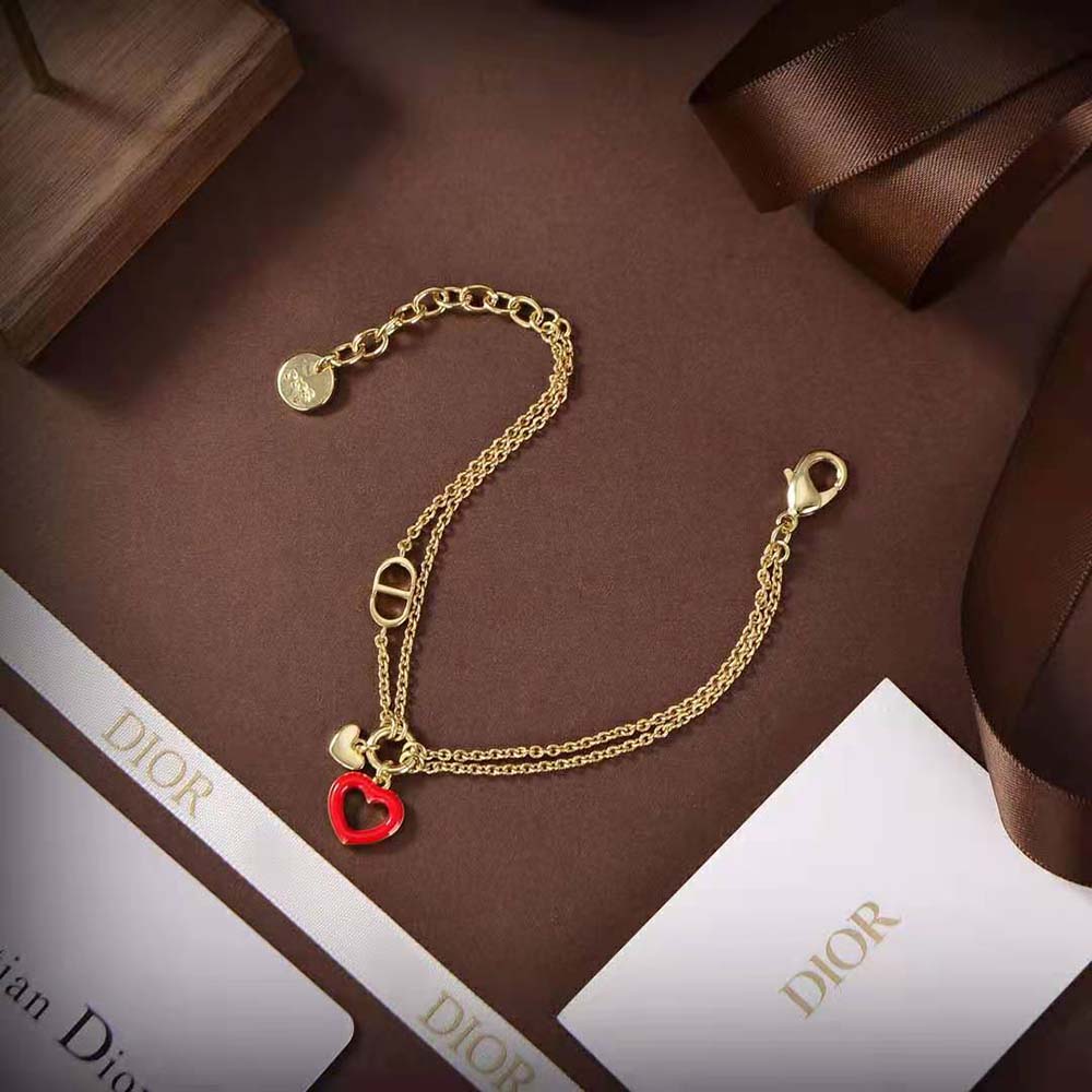 Dior Women Dioramour Bracelet Gold-Finish Metal and Red Lacquer - image 4