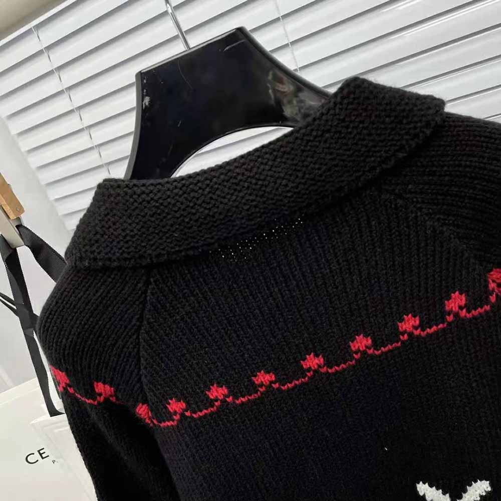 Dior Women Dioramour Cardigan Navy Blue White and Red Wool and Cashmere - image 5