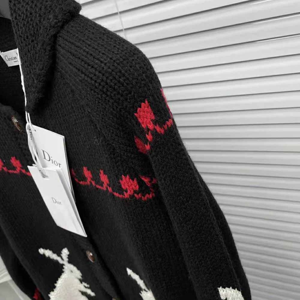 Dior Women Dioramour Cardigan Navy Blue White and Red Wool and Cashmere - image 10