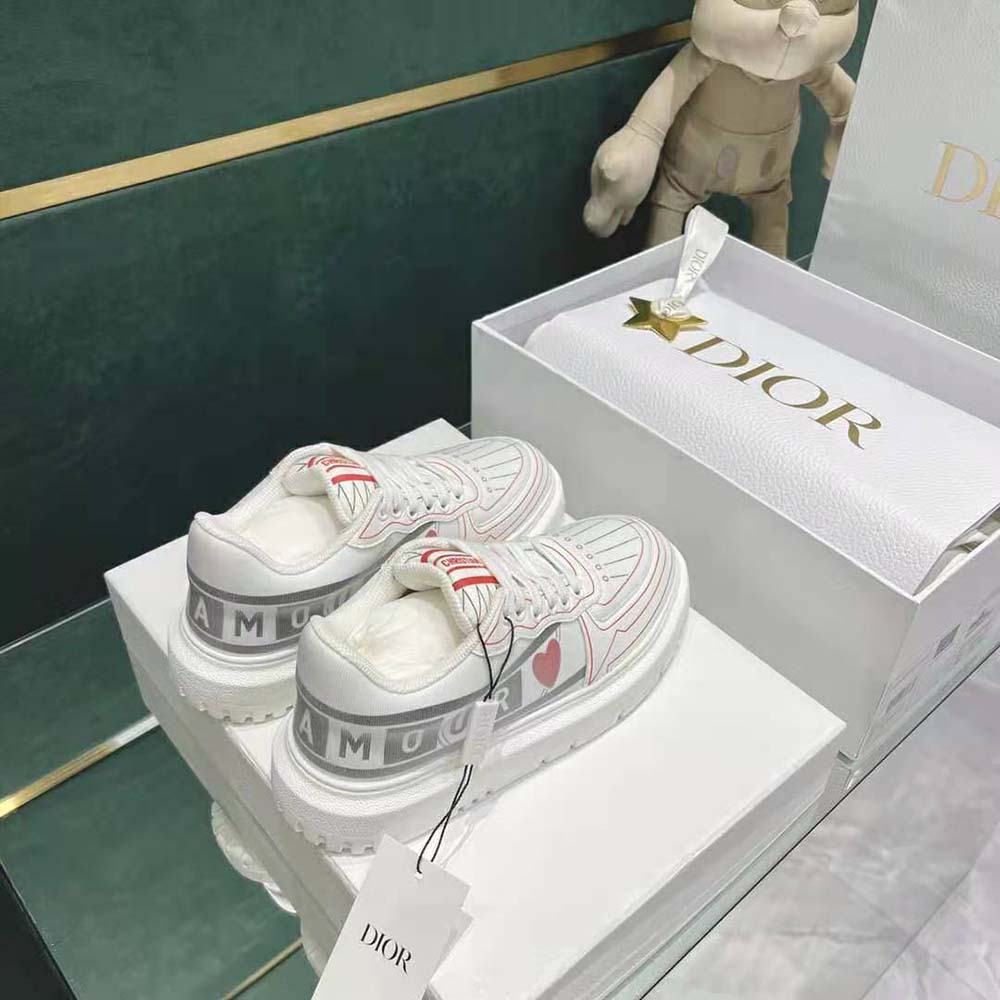Dior Women Dioramour Dior Addict Sneaker White Black and Red D-Chess Heart Calfskin and Technical Fabric - image 6