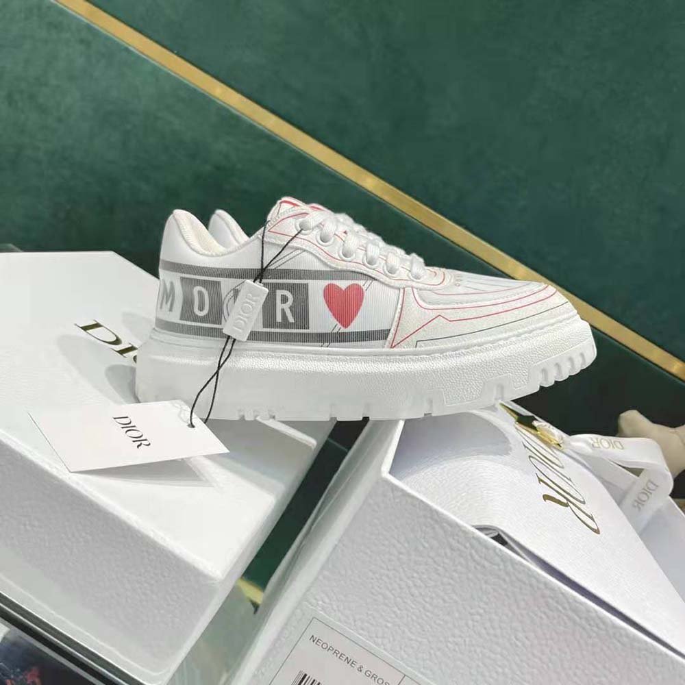 Dior Women Dioramour Dior Addict Sneaker White Black and Red D-Chess Heart Calfskin and Technical Fabric - image 10