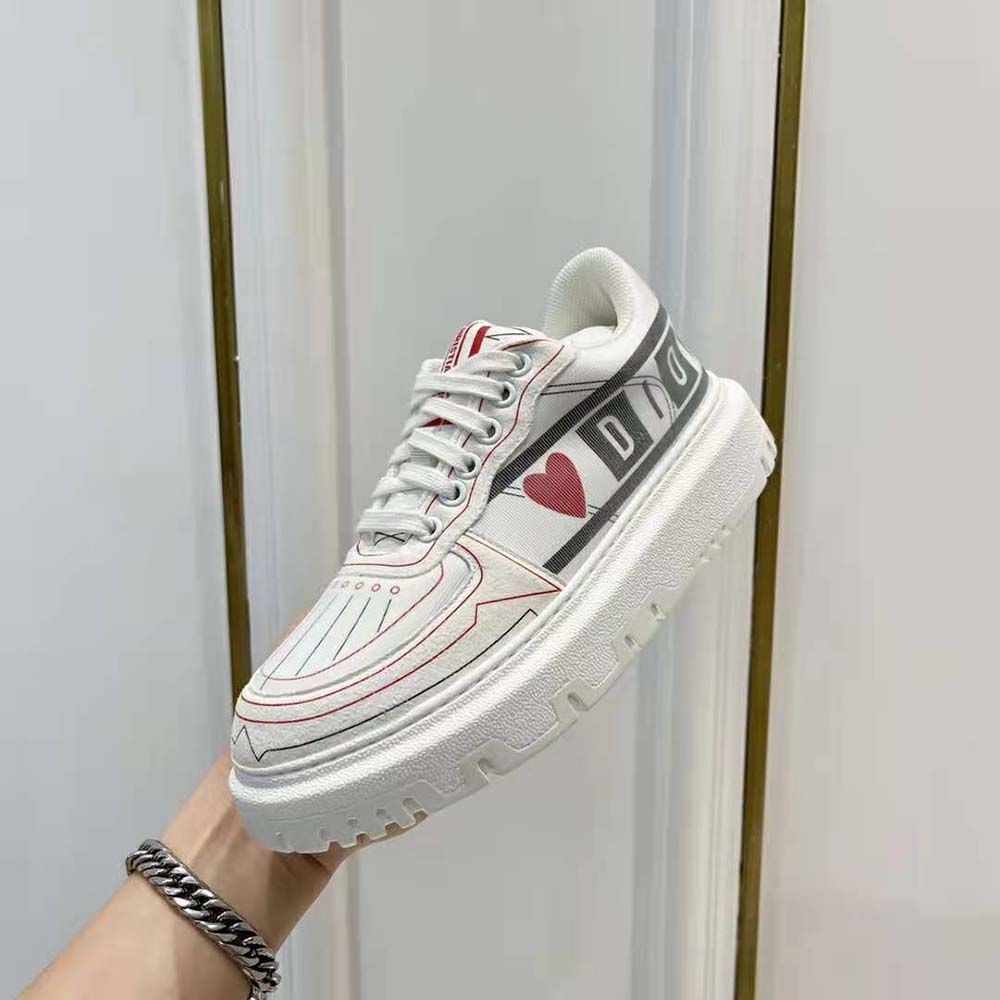 Dior Women Dioramour Dior Addict Sneaker White Black and Red D-Chess Heart Calfskin and Technical Fabric - image 9