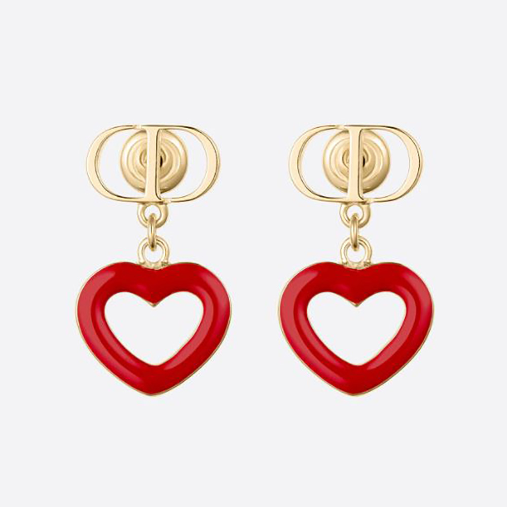 Front view of Dior Women Dioramour Earrings with red lacquer detail