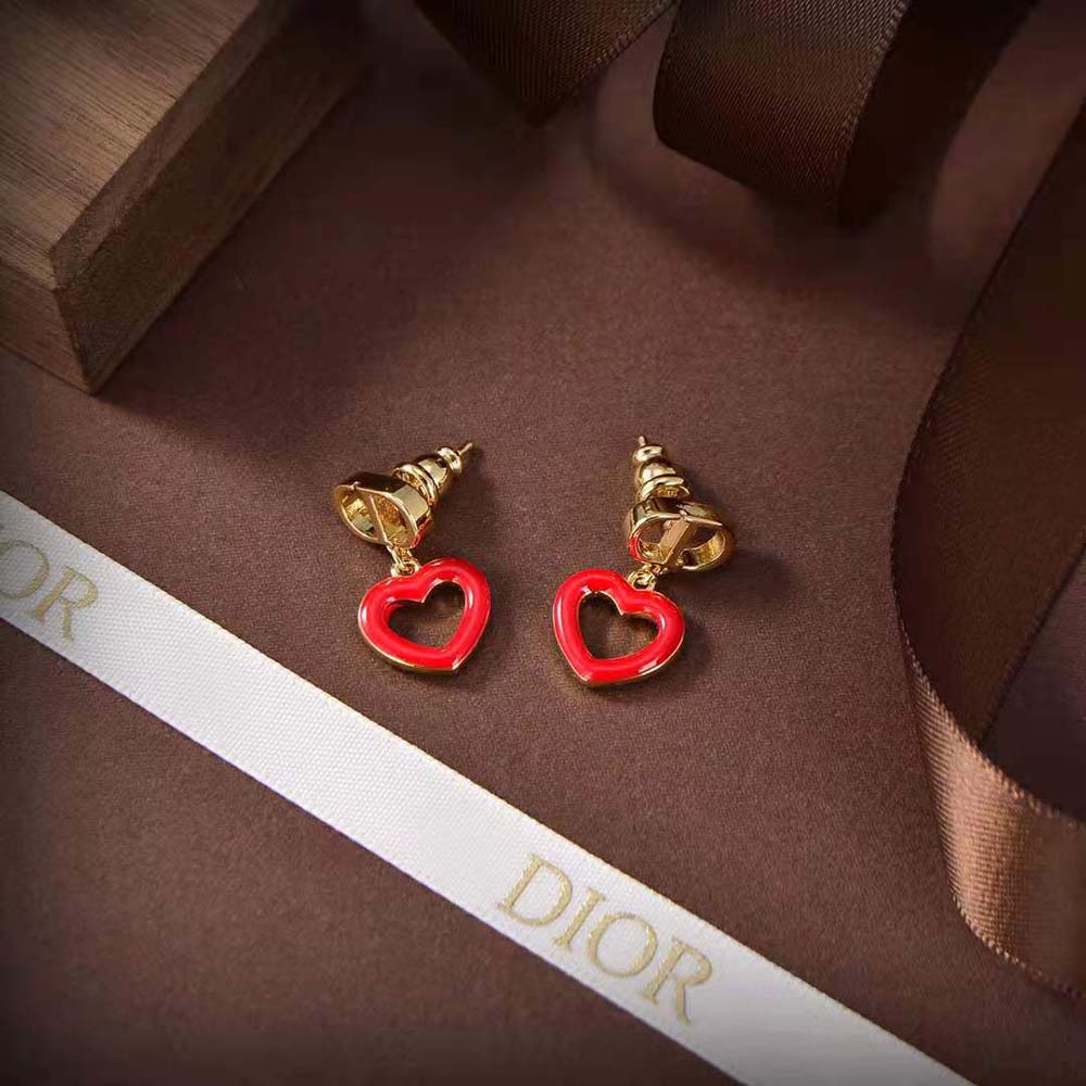 Dior Women Dioramour Earrings Gold-Finish Metal and Red Lacquer - image 4