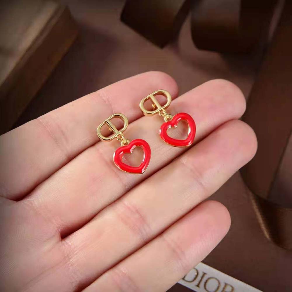 Dior Women Dioramour Earrings Gold-Finish Metal and Red Lacquer - image 6