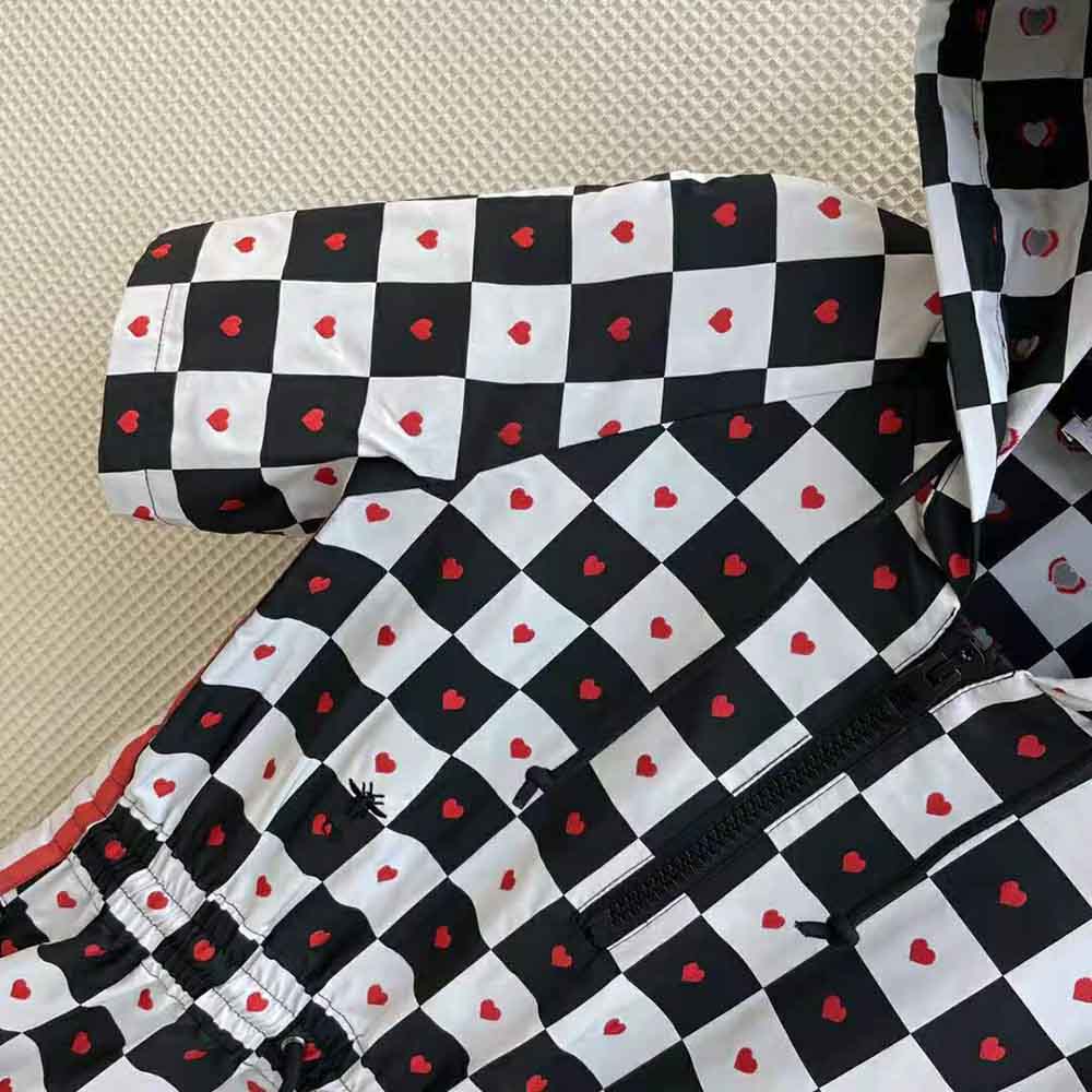 Dior Women Dioramour Hooded Short Dress Black White and Red D-Chess Heart Technical Taffeta Jacquard - image 5