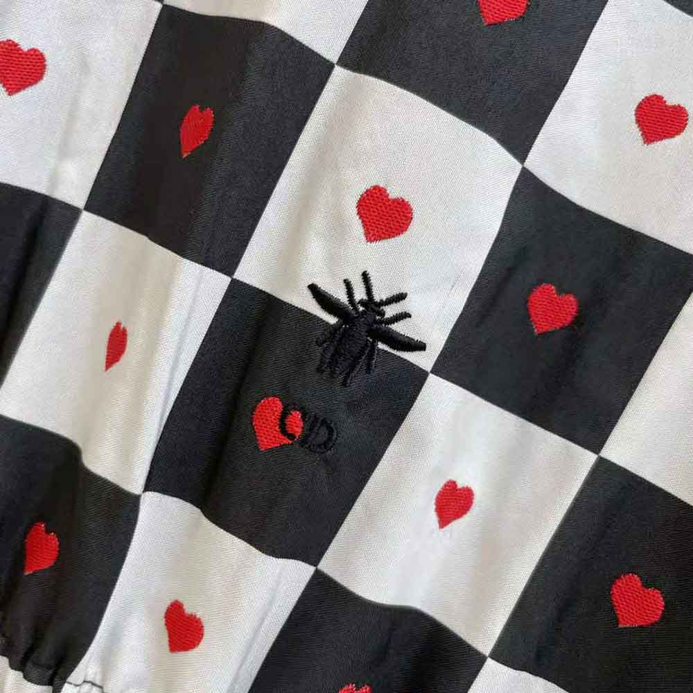 Dior Women Dioramour Hooded Short Dress Black White and Red D-Chess Heart Technical Taffeta Jacquard - image 8