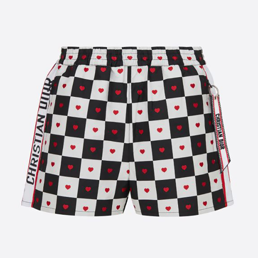 Front view of Dior Women Dioramour Shorts with D-Chess Heart pattern