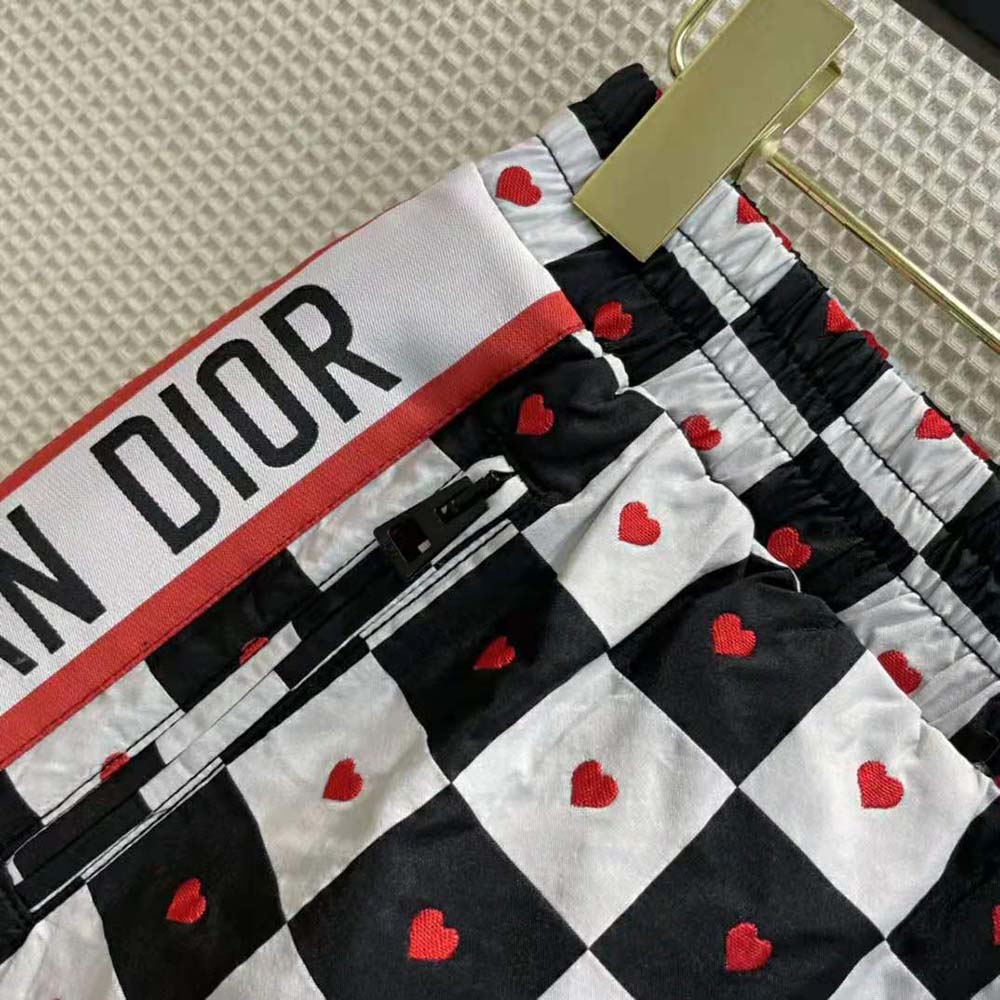 Dior Women Dioramour Shorts Black White and Red D-Chess Heart Technical Taffeta Jacquard - image 8