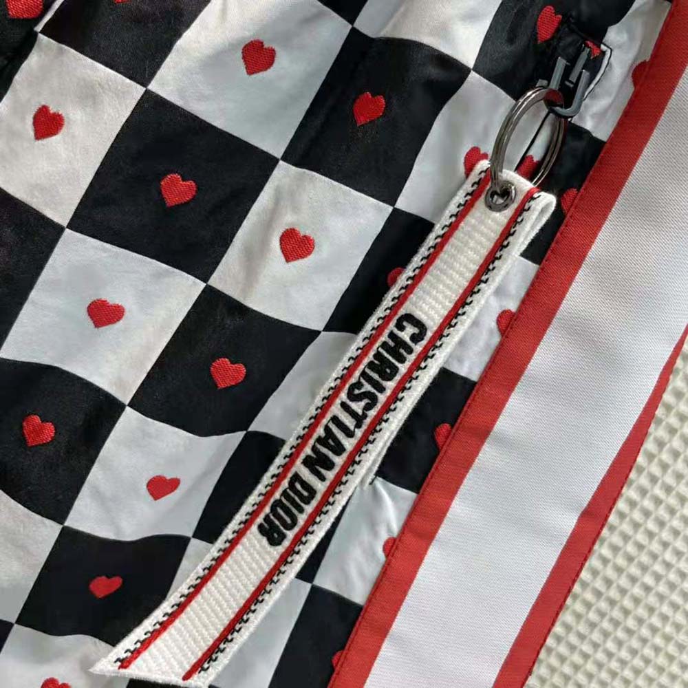 Dior Women Dioramour Shorts Black White and Red D-Chess Heart Technical Taffeta Jacquard - image 7