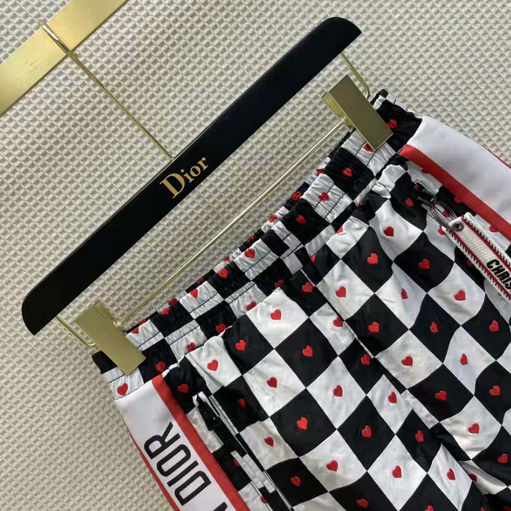 Dior Women Dioramour Shorts Black White and Red D-Chess Heart Technical Taffeta Jacquard - image 5