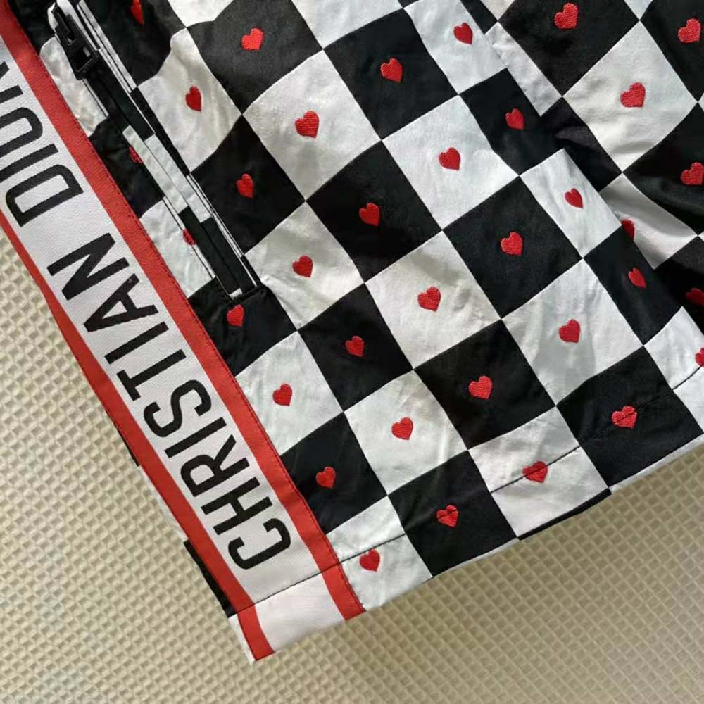 Dior Women Dioramour Shorts Black White and Red D-Chess Heart Technical Taffeta Jacquard - image 9
