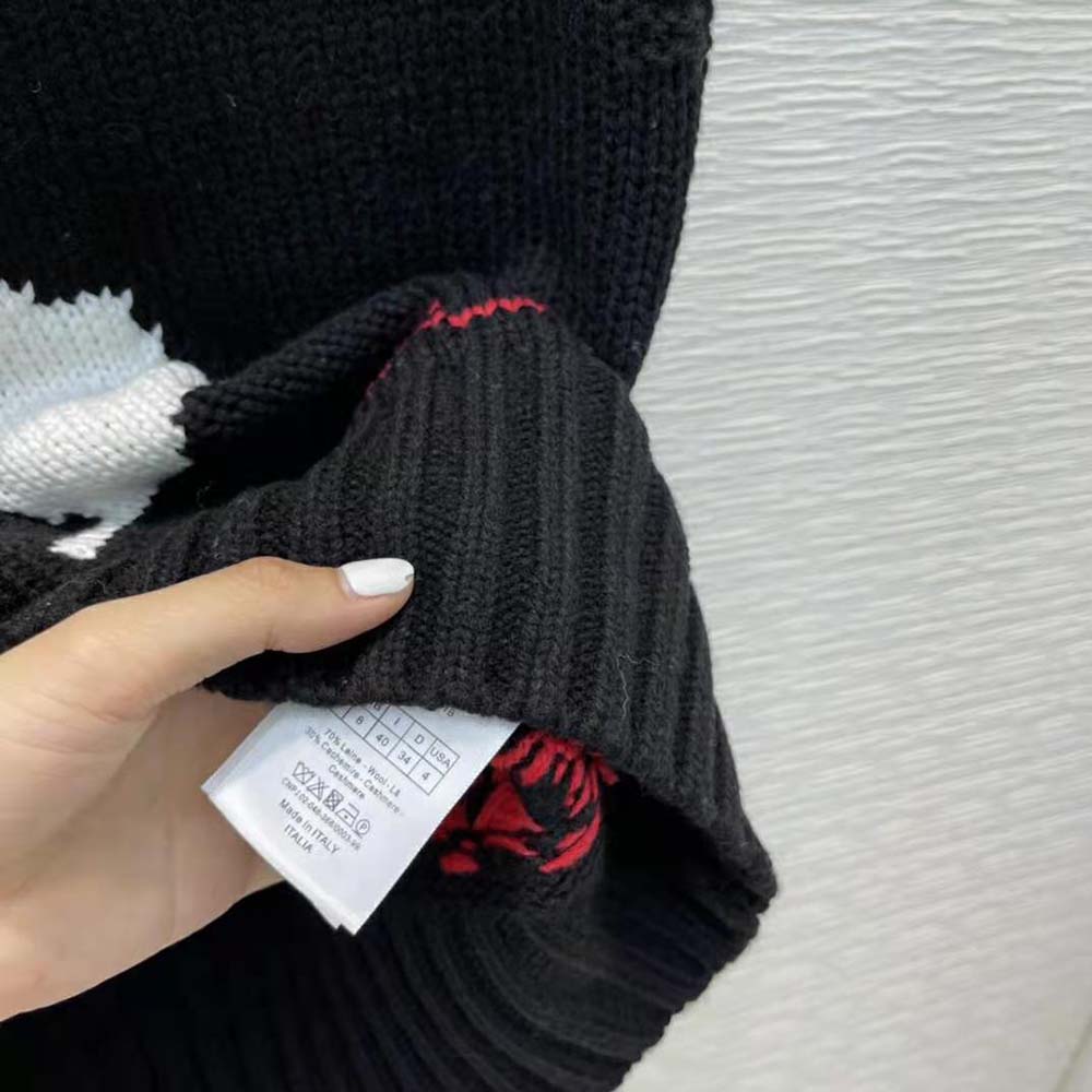 Dior Women Dioramour Sleeveless Sweater Black White and Red Wool and Cashmere - image 10