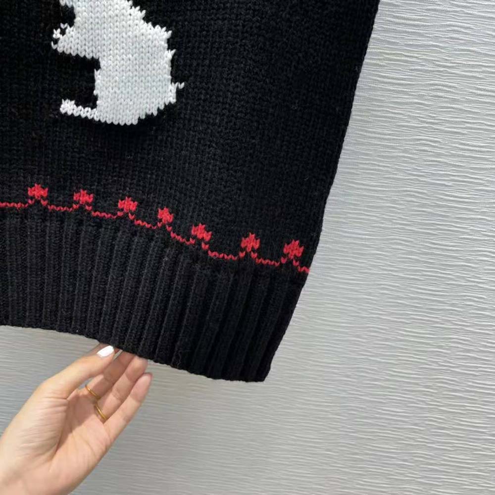 Dior Women Dioramour Sleeveless Sweater Black White and Red Wool and Cashmere - image 9