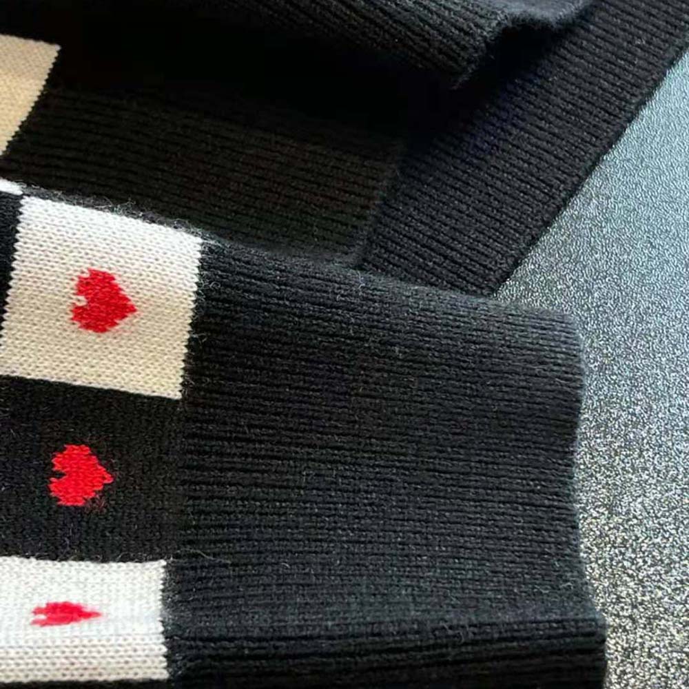 Dior Women Dioramour Sweater Black White and Red D-Chess Heart Double-Sided Technical Cashmere Knit and Wool - image 10