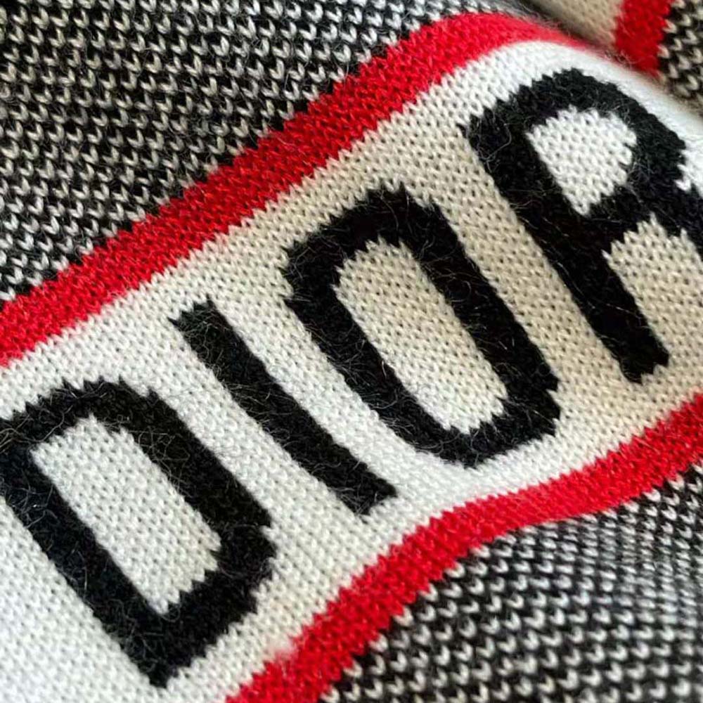 Dior Women Dioramour Sweater Black White and Red D-Chess Heart Double-Sided Technical Cashmere Knit and Wool - image 9