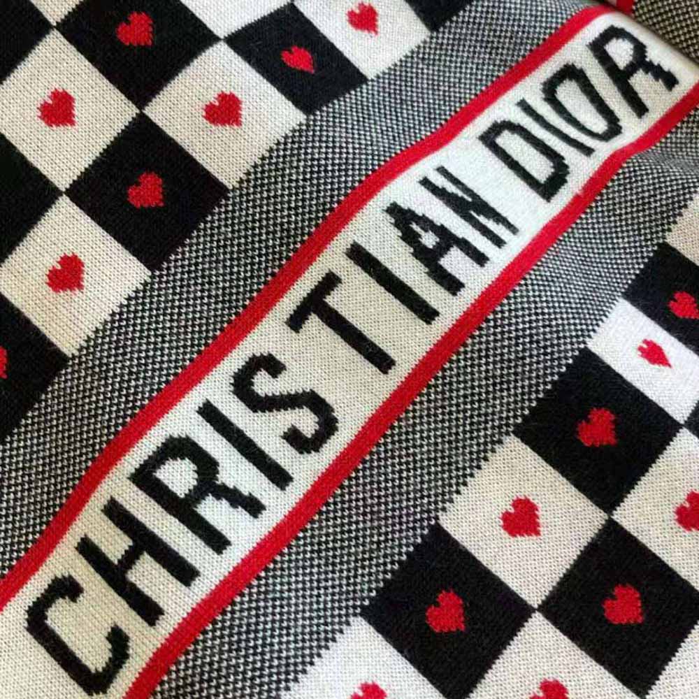 Dior Women Dioramour Sweater Black White and Red D-Chess Heart Double-Sided Technical Cashmere Knit and Wool - image 8