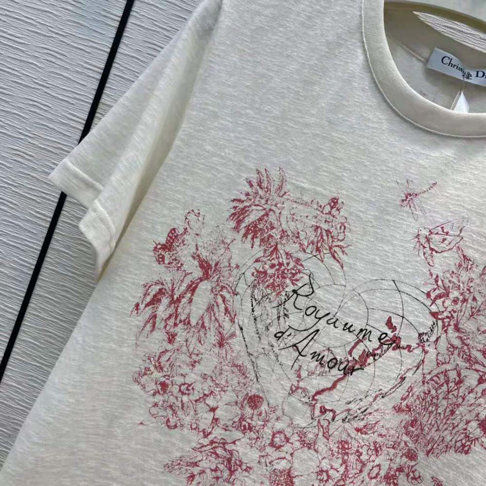 Dior Women Dioramour T-shirt Ecru D-Royaume D Amour Cotton Jersey and Linen - image 8